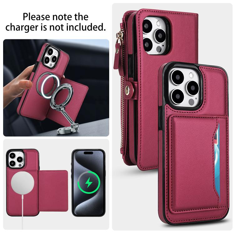 For iPhone 14 Pro Multifunctional Wallet Detachable Leather Phone Case with Lanyard