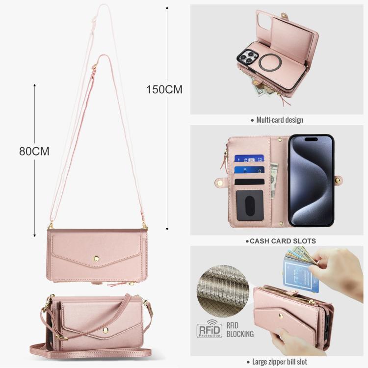 For iPhone 14 Pro Multifunctional Wallet Detachable Leather Phone Case with Lanyard