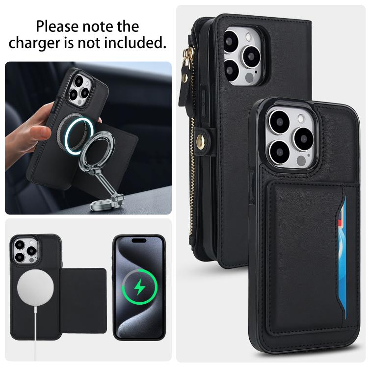 For iPhone 14 Pro Max Multifunctional Wallet Detachable Leather Phone Case with Lanyard