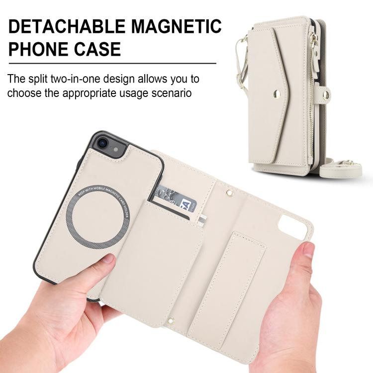 For iPhone SE 2022 / 2020 Multifunctional Wallet Detachable Leather Phone Case with Lanyard