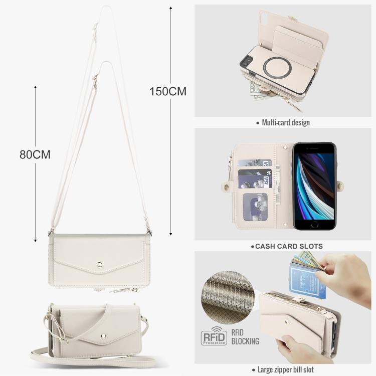 For iPhone SE 2022 / 2020 Multifunctional Wallet Detachable Leather Phone Case with Lanyard
