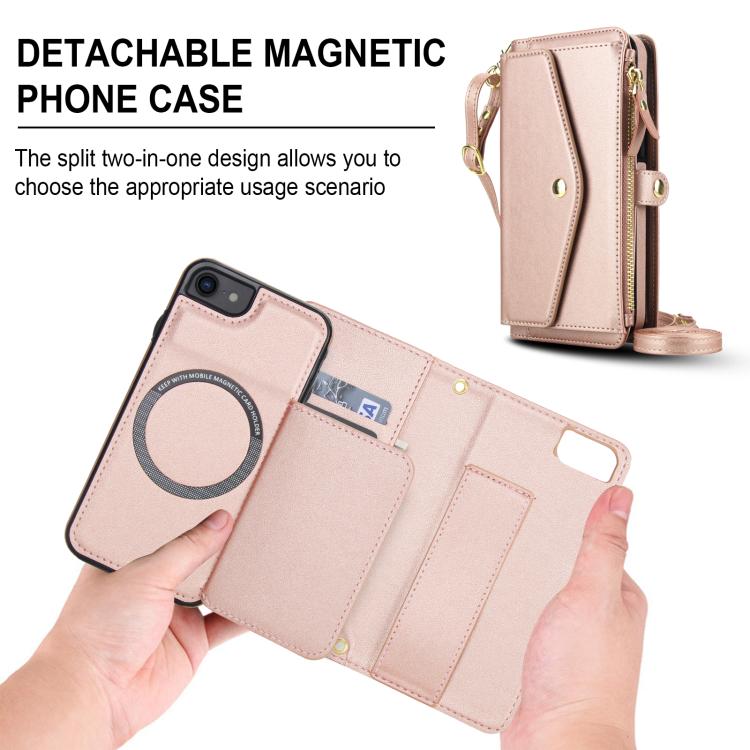 For iPhone SE 2022 / 2020 Multifunctional Wallet Detachable Leather Phone Case with Lanyard