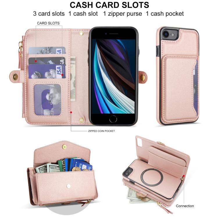 For iPhone SE 2022 / 2020 Multifunctional Wallet Detachable Leather Phone Case with Lanyard