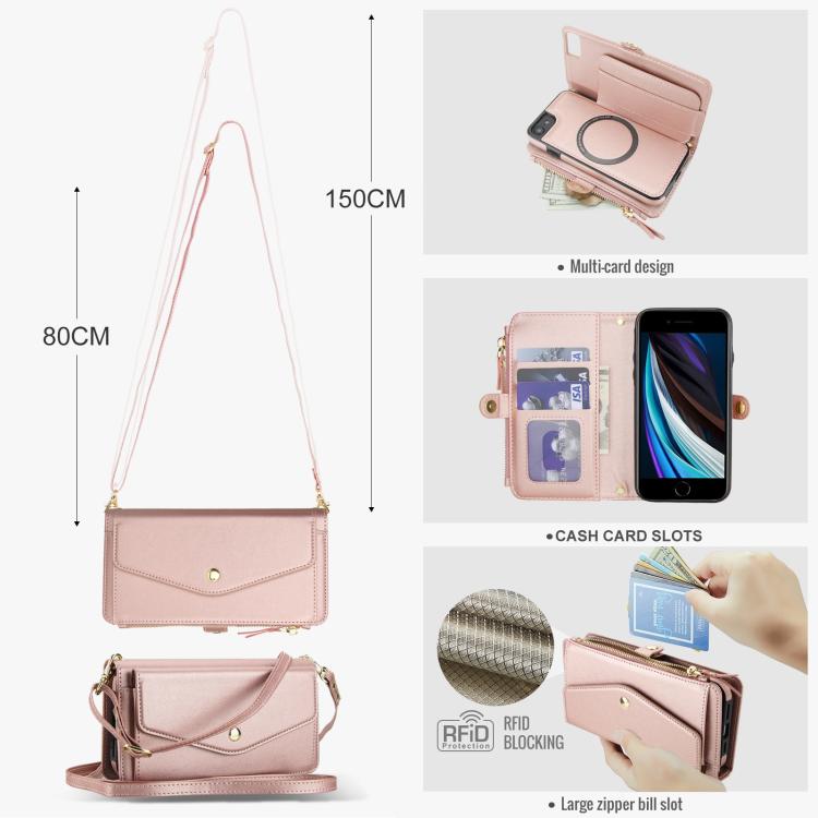 For iPhone SE 2022 / 2020 Multifunctional Wallet Detachable Leather Phone Case with Lanyard