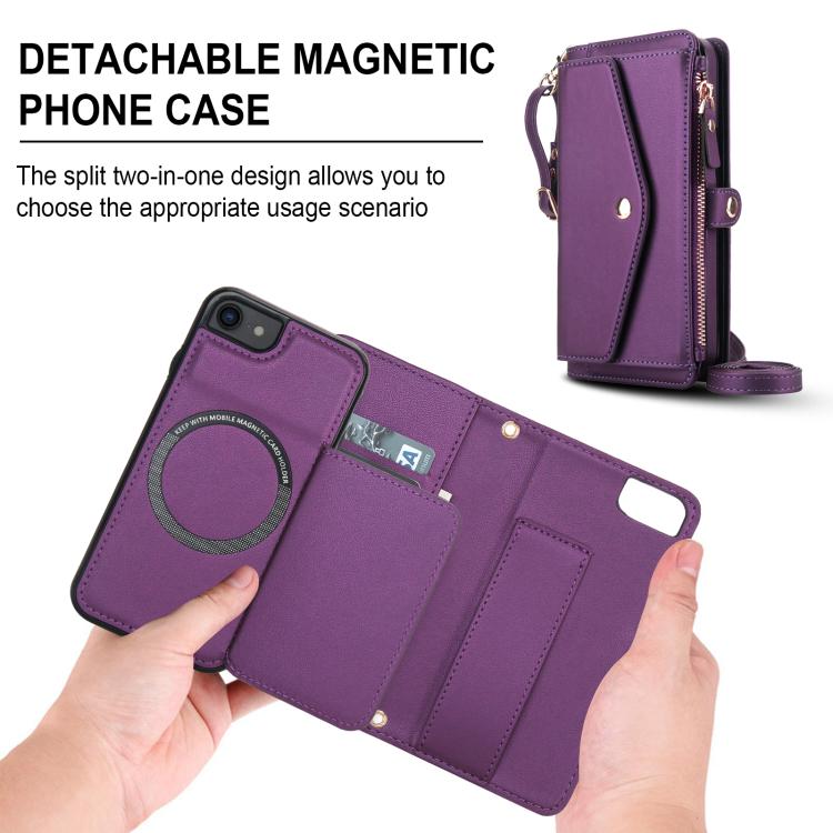 For iPhone SE 2022 / 2020 Multifunctional Wallet Detachable Leather Phone Case with Lanyard