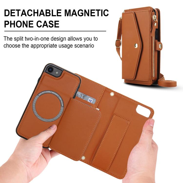 For iPhone SE 2022 / 2020 Multifunctional Wallet Detachable Leather Phone Case with Lanyard