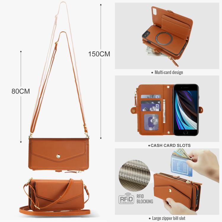 For iPhone SE 2022 / 2020 Multifunctional Wallet Detachable Leather Phone Case with Lanyard