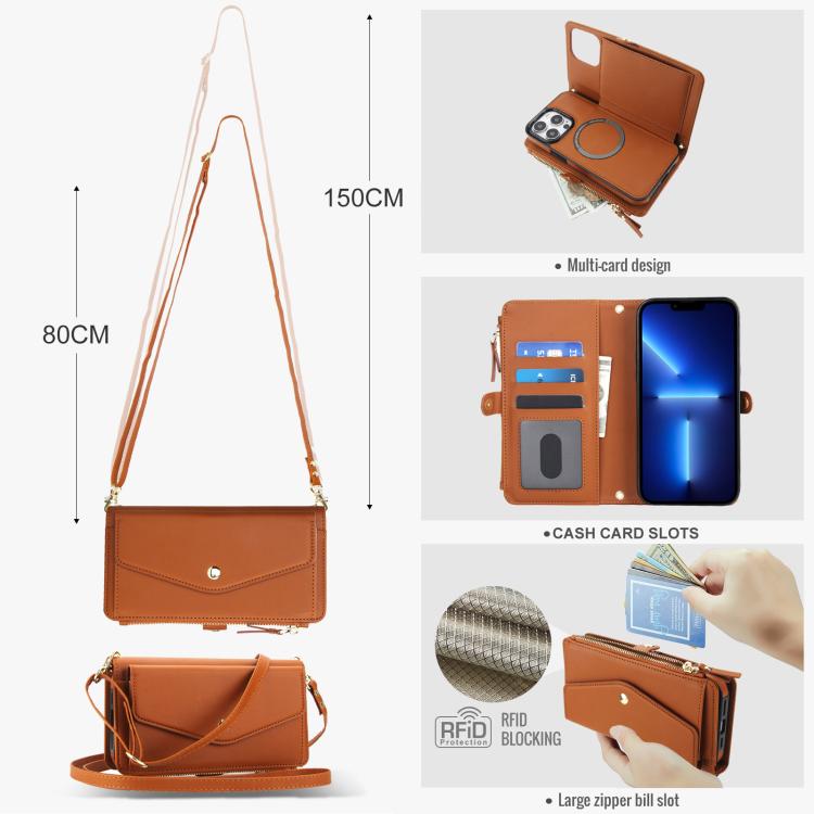 For iPhone 13 Pro Max Multifunctional Wallet Detachable Leather Phone Case with Lanyard