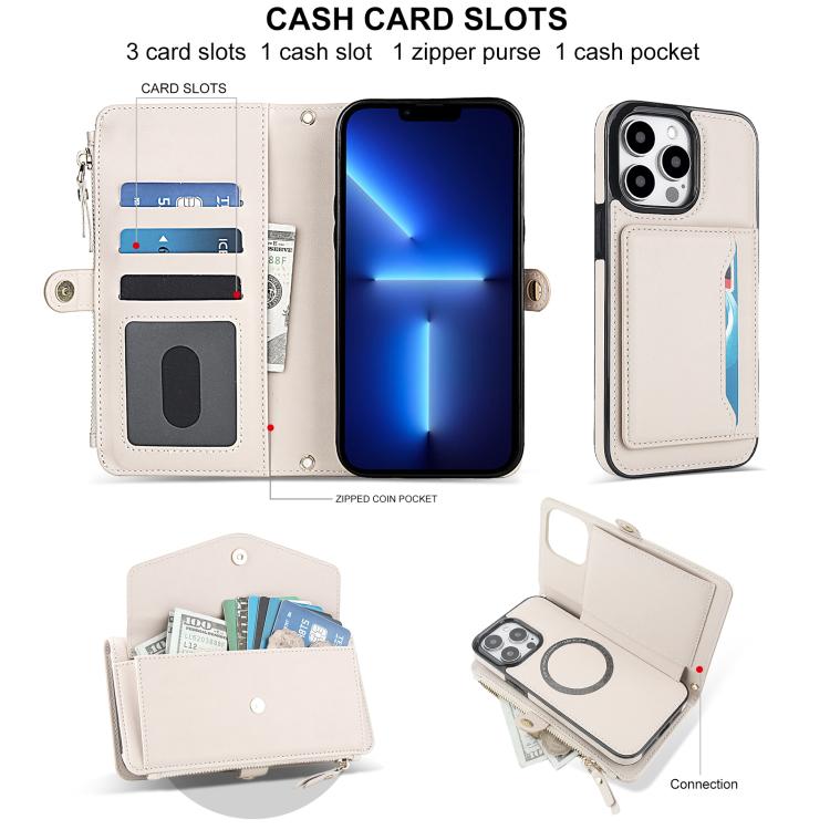 For iPhone 13 Pro Multifunctional Wallet Detachable Leather Phone Case with Lanyard