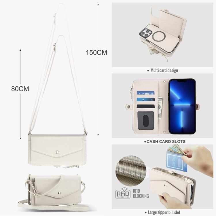 For iPhone 13 Pro Multifunctional Wallet Detachable Leather Phone Case with Lanyard