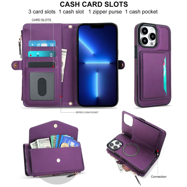 For iPhone 13 Pro Multifunctional Wallet Detachable Leather Phone Case with Lanyard