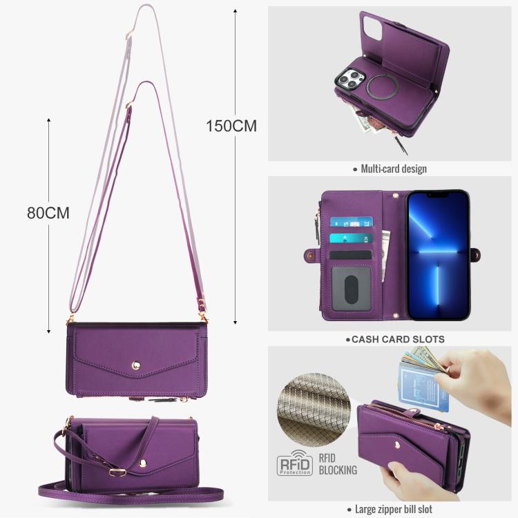 For iPhone 13 Pro Multifunctional Wallet Detachable Leather Phone Case with Lanyard