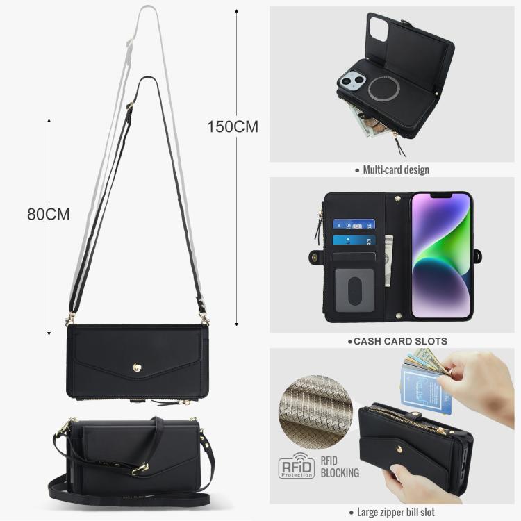 For iPhone 13 Multifunctional Wallet Detachable Leather Phone Case with Lanyard