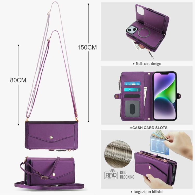 For iPhone 13 Multifunctional Wallet Detachable Leather Phone Case with Lanyard
