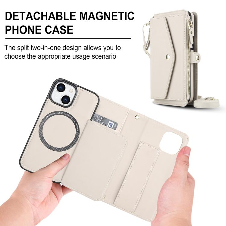 For iPhone 13 mini Multifunctional Wallet Detachable Leather Phone Case with Lanyard