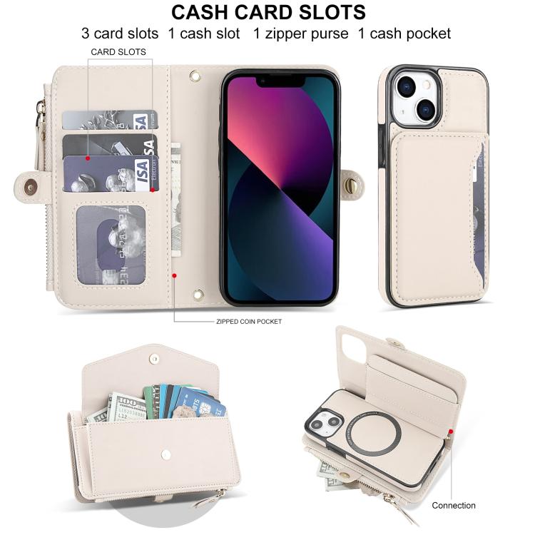 For iPhone 13 mini Multifunctional Wallet Detachable Leather Phone Case with Lanyard