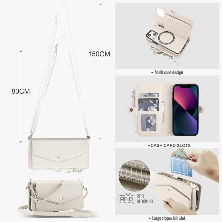 For iPhone 13 mini Multifunctional Wallet Detachable Leather Phone Case with Lanyard