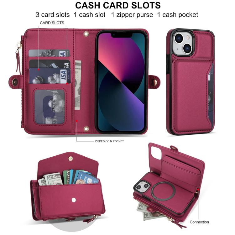 For iPhone 13 mini Multifunctional Wallet Detachable Leather Phone Case with Lanyard