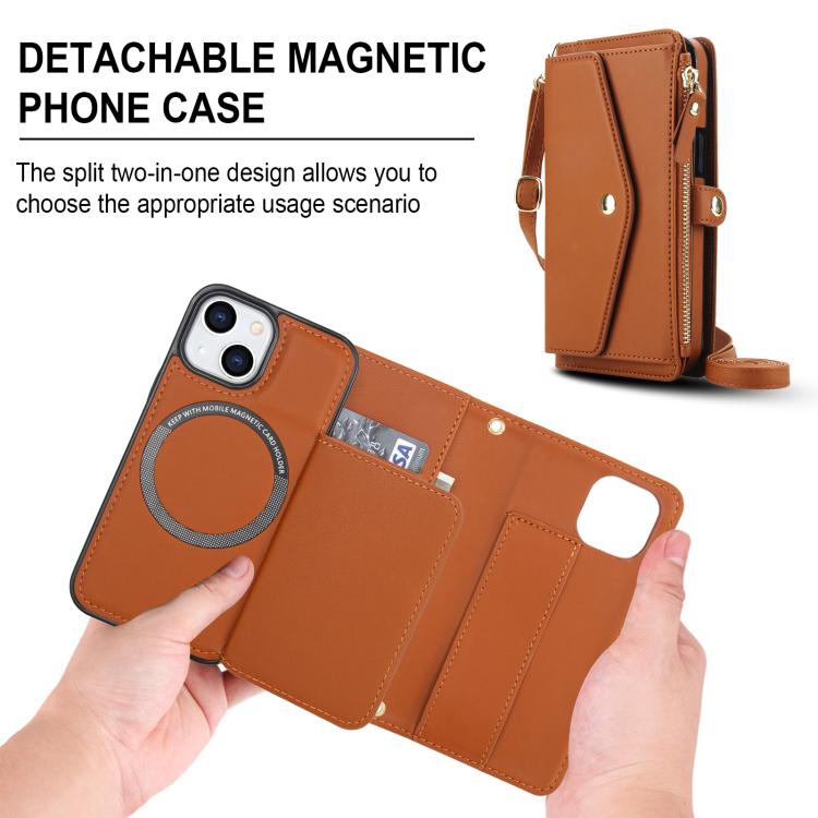 For iPhone 13 mini Multifunctional Wallet Detachable Leather Phone Case with Lanyard