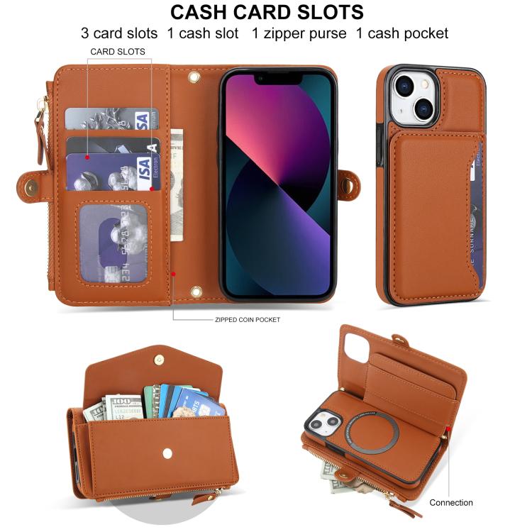For iPhone 13 mini Multifunctional Wallet Detachable Leather Phone Case with Lanyard