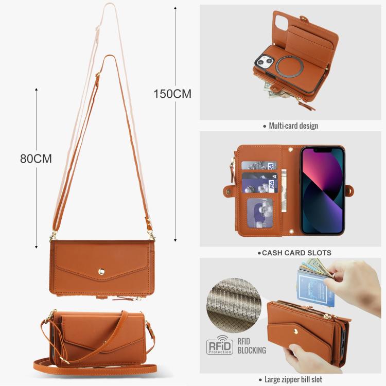 For iPhone 13 mini Multifunctional Wallet Detachable Leather Phone Case with Lanyard