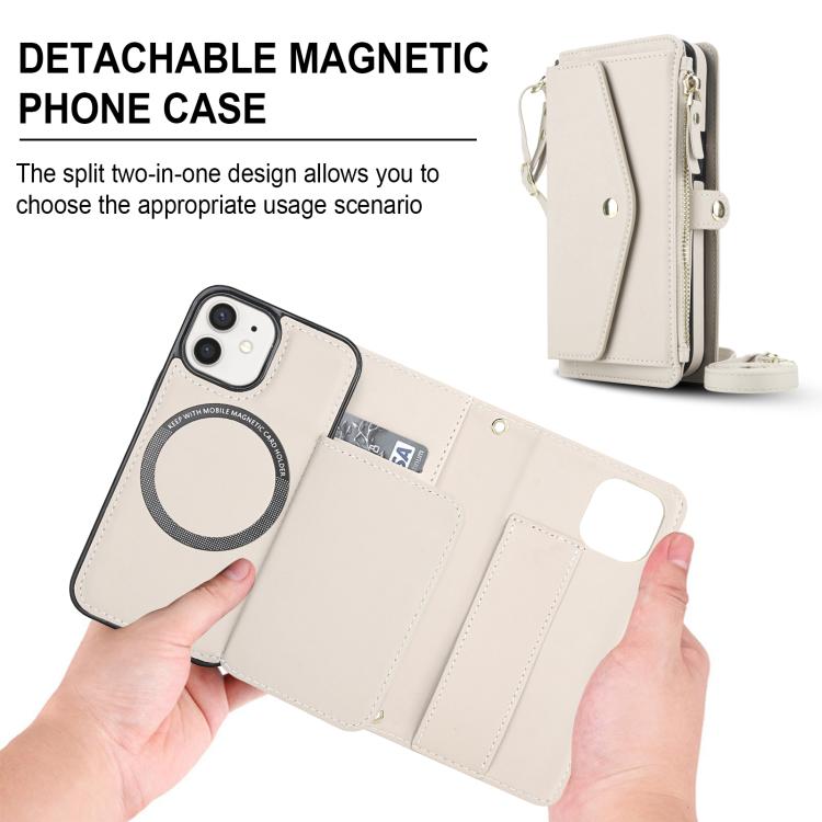 For iPhone 12 mini Multifunctional Wallet Detachable Leather Phone Case with Lanyard