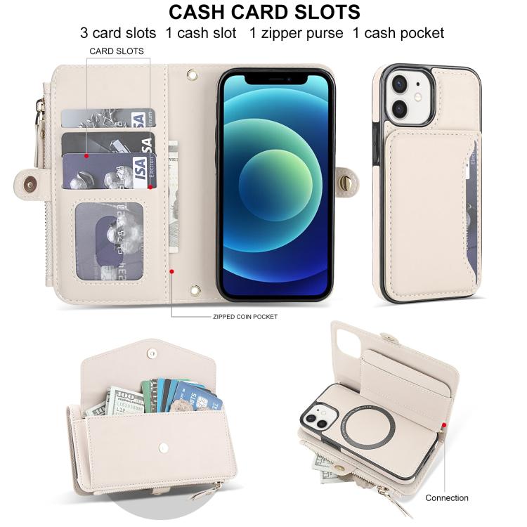 For iPhone 12 mini Multifunctional Wallet Detachable Leather Phone Case with Lanyard