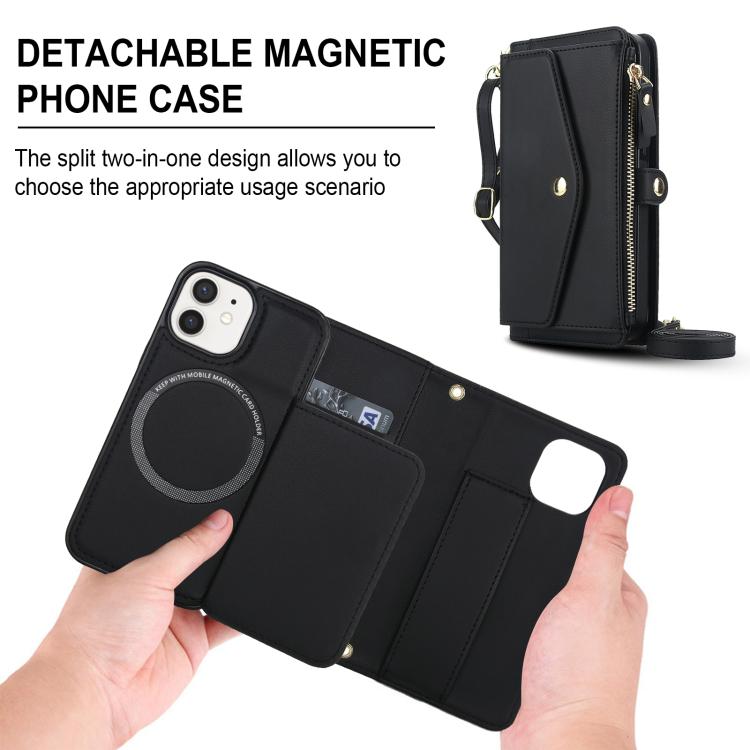 For iPhone 12 mini Multifunctional Wallet Detachable Leather Phone Case with Lanyard
