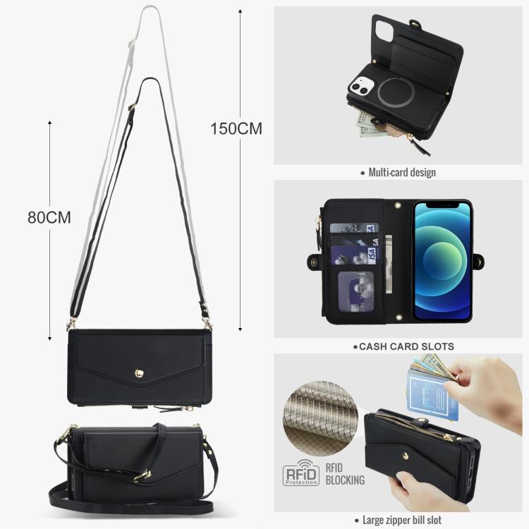 For iPhone 12 mini Multifunctional Wallet Detachable Leather Phone Case with Lanyard
