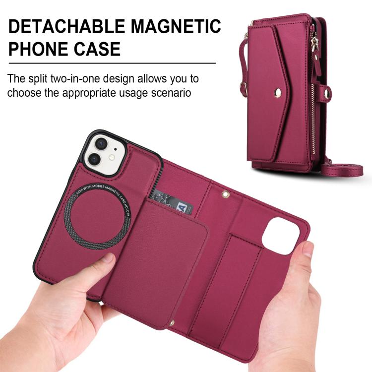 For iPhone 12 mini Multifunctional Wallet Detachable Leather Phone Case with Lanyard