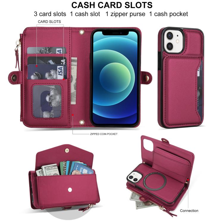 For iPhone 12 mini Multifunctional Wallet Detachable Leather Phone Case with Lanyard