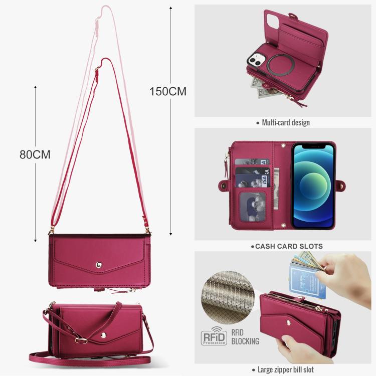 For iPhone 12 mini Multifunctional Wallet Detachable Leather Phone Case with Lanyard