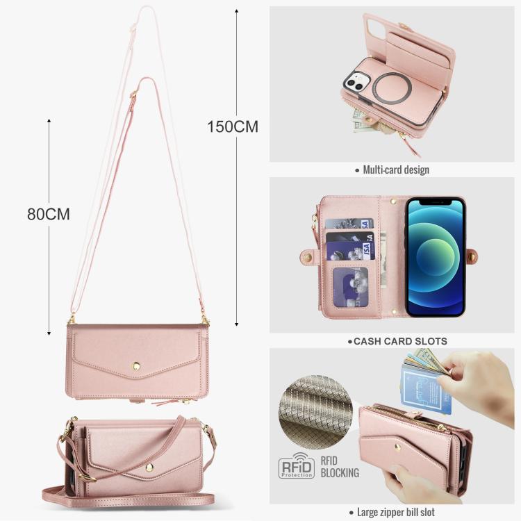 For iPhone 12 mini Multifunctional Wallet Detachable Leather Phone Case with Lanyard