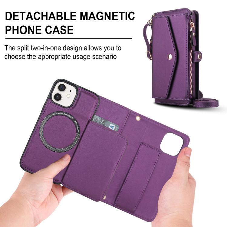 For iPhone 12 mini Multifunctional Wallet Detachable Leather Phone Case with Lanyard