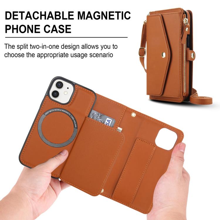 For iPhone 12 mini Multifunctional Wallet Detachable Leather Phone Case with Lanyard