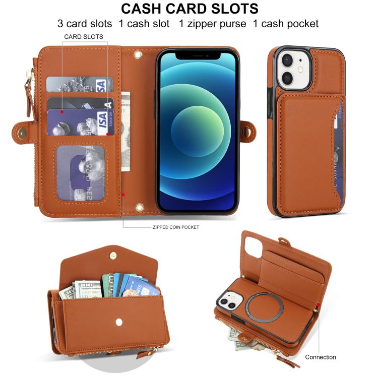For iPhone 12 mini Multifunctional Wallet Detachable Leather Phone Case with Lanyard