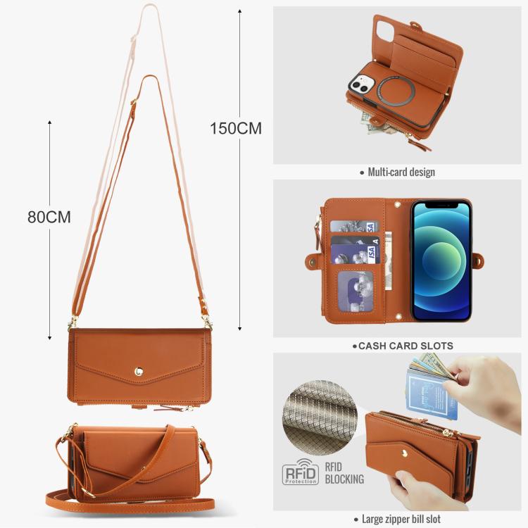 For iPhone 12 mini Multifunctional Wallet Detachable Leather Phone Case with Lanyard
