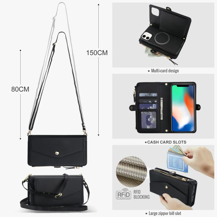 For iPhone 11 Multifunctional Wallet Detachable Leather Phone Case with Lanyard