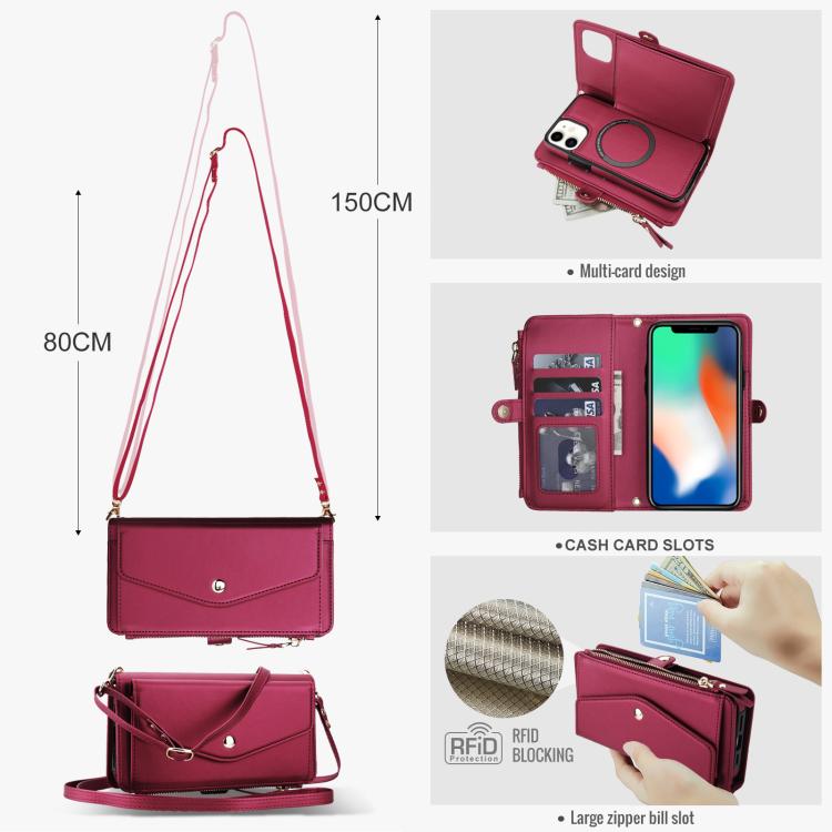 For iPhone 11 Multifunctional Wallet Detachable Leather Phone Case with Lanyard