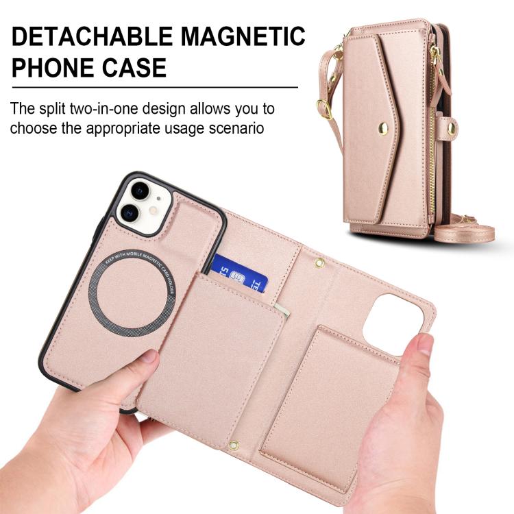 For iPhone 11 Multifunctional Wallet Detachable Leather Phone Case with Lanyard