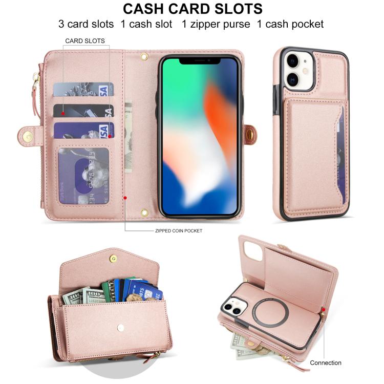 For iPhone 11 Multifunctional Wallet Detachable Leather Phone Case with Lanyard
