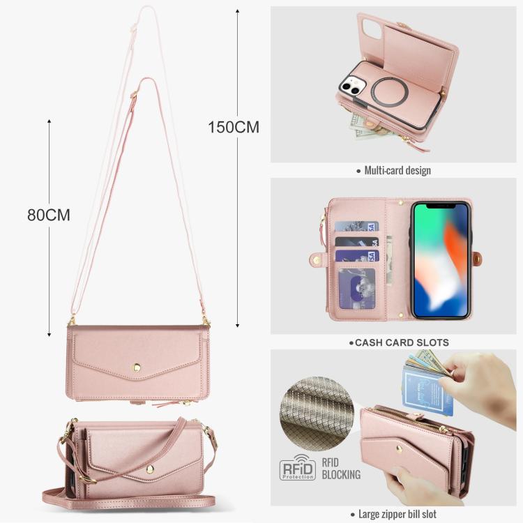 For iPhone 11 Multifunctional Wallet Detachable Leather Phone Case with Lanyard
