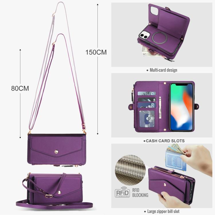 For iPhone 11 Multifunctional Wallet Detachable Leather Phone Case with Lanyard