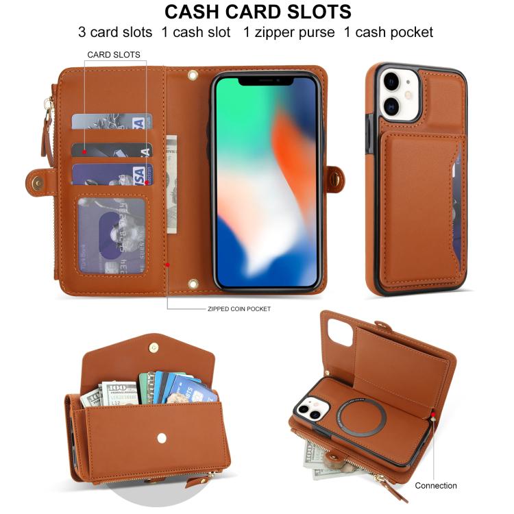 For iPhone 11 Multifunctional Wallet Detachable Leather Phone Case with Lanyard