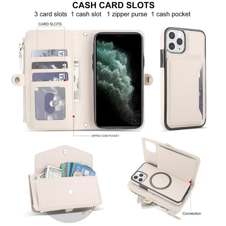 For iPhone 11 Pro Multifunctional Wallet Detachable Leather Phone Case with Lanyard