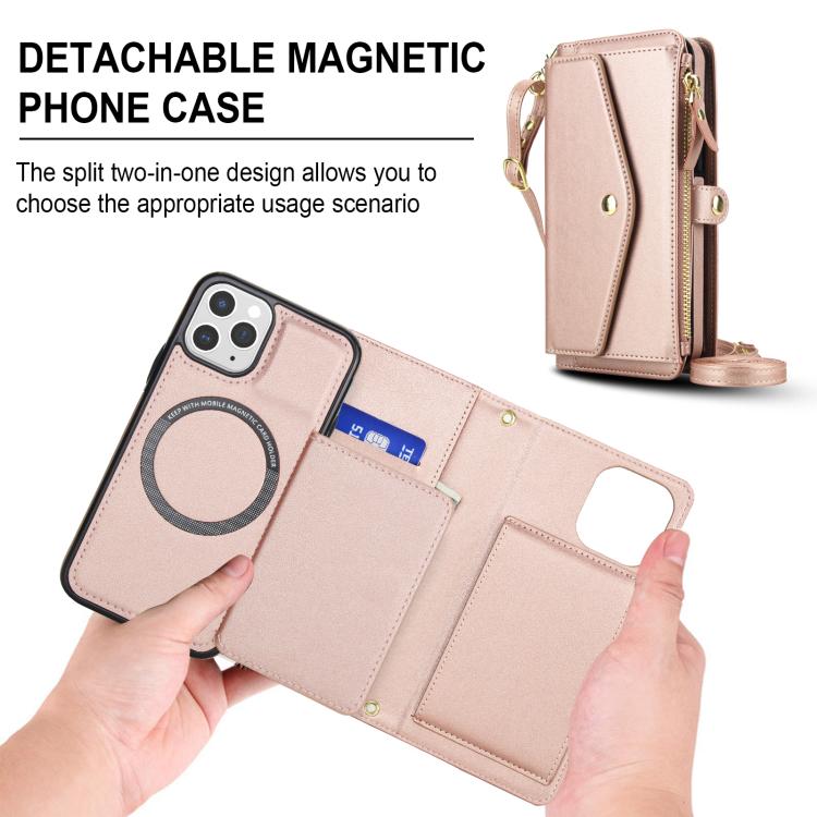 For iPhone 11 Pro Multifunctional Wallet Detachable Leather Phone Case with Lanyard
