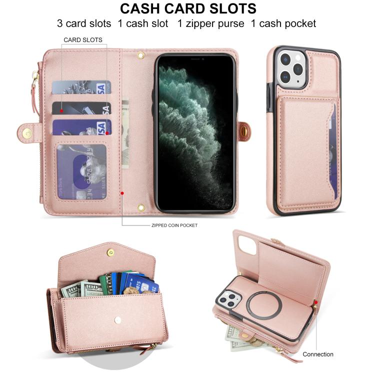 For iPhone 11 Pro Multifunctional Wallet Detachable Leather Phone Case with Lanyard