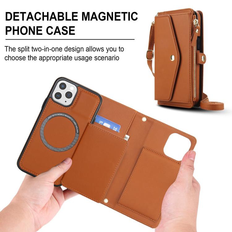For iPhone 11 Pro Multifunctional Wallet Detachable Leather Phone Case with Lanyard