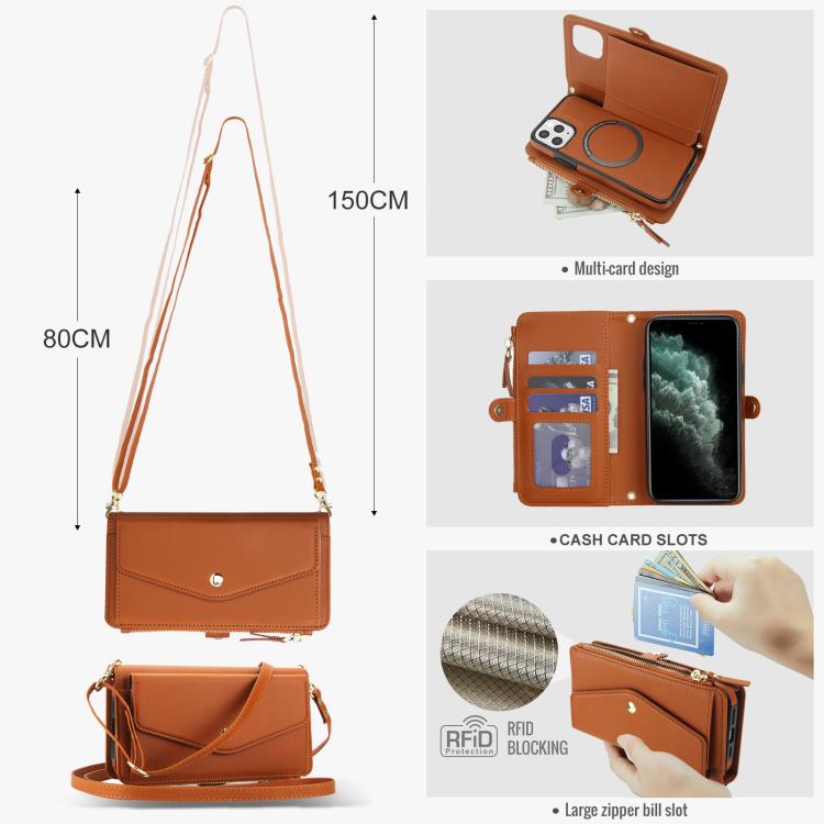 For iPhone 11 Pro Multifunctional Wallet Detachable Leather Phone Case with Lanyard