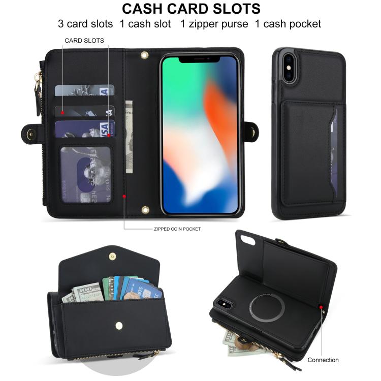 For iPhone XS / X Multifunctional Wallet Detachable Leather Phone Case with Lanyard